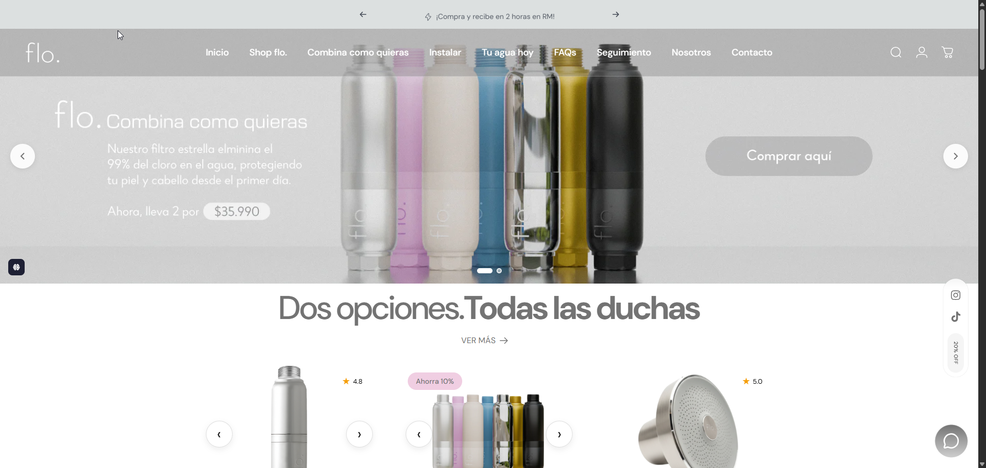 flo. — línea de filtros de ducha de Floskin